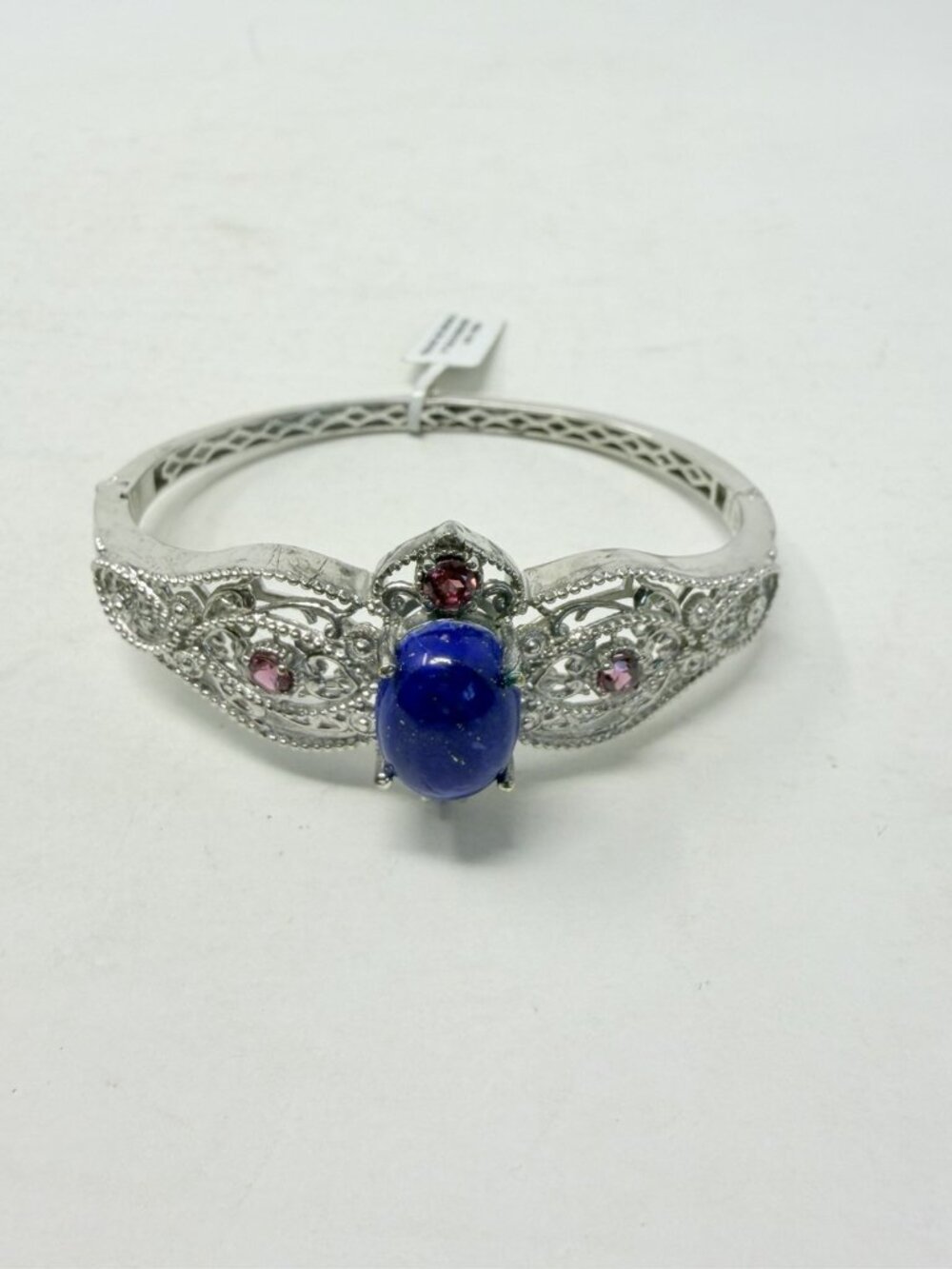 Shop LC KARIS Lapis Lazuli/Orissa Rhodolite Garnet Brass Bangle Bracelet 5102